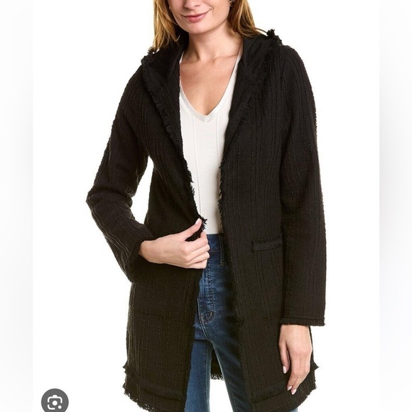 Laundry By Shelli Segal Womens  Hooded Boucle Jacket, black - Picture 1 of 5